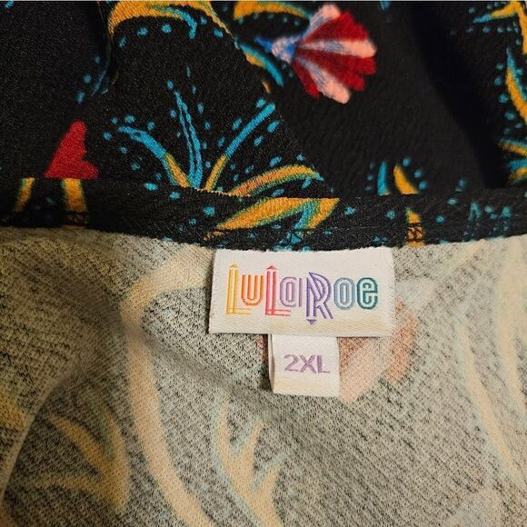 LULAROE "Nicole" Black Red Floral A-Line Dress - Size 2XL - Picture 7 of 8